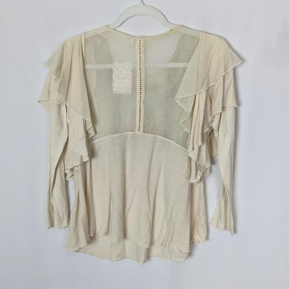 Free People La Cienega Embroidered Top Ruffled Layered Lace Eyelet Bohemian XS - Picture 11 of 16